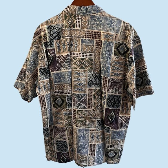 Kona Kai Shirt Mens Extra Large Hawaiian Aloha Hut All Over Print Button Up - Picture 2 of 11